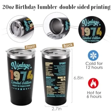 50th Birthday Tumbler Gift Back in 1974 for Women