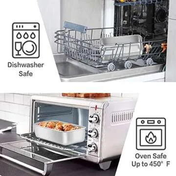 E-far Loaf Pan for Baking Bread, 9 x 5 Inch Stainless Steel Baking Loaf Pans, Metal Bakeware for Bread Meatloaf Cake Brownies, Healthy & Non Toxic, Easy Release & Dishwasher Safe - Set of 2