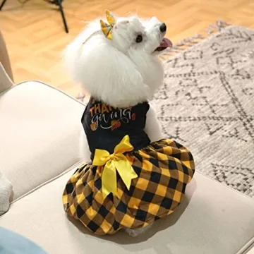 CuteBone Happy Thanksgiving Day Dog Dress for Small Dogs