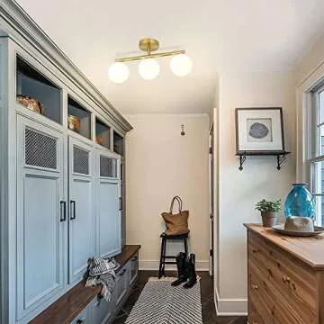 Bathroom Vanity Lights, 3-Light Bathroom Light Fixtures Brass Gold Vanity Lights, Mid-Century Modern Gold Bathroom Lights Over Mirror, Dimmable Wall Sconces Wall Light with Frosted Milk Glass, G9 Base