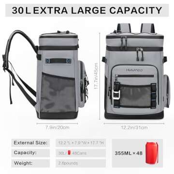Hulongo Large Waterproof Insulated Cooler Backpack for Men & Women, Leak Proof Cooler Backpack for C...