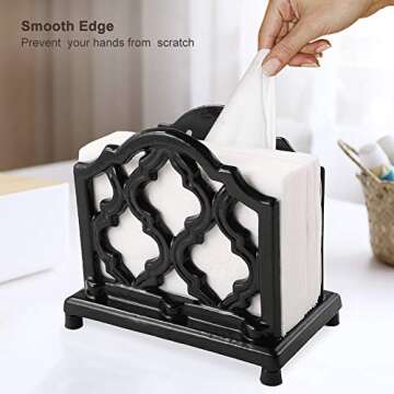 Vintage Metal Napkin Holder Cast Iron Napkin Holder Organizer for Kitchen Restaurant Home Decor, Black