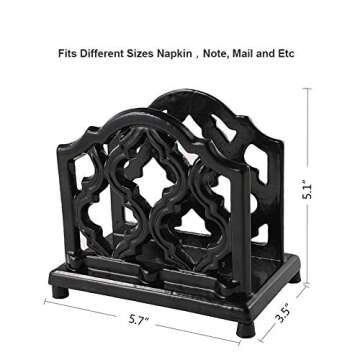 Vintage Metal Napkin Holder Cast Iron Napkin Holder Organizer for Kitchen Restaurant Home Decor, Black
