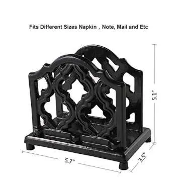 Vintage Metal Napkin Holder Cast Iron Napkin Holder Organizer for Kitchen Restaurant Home Decor, Black