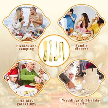 Cheese Butter Spreader Knives Set Charcuterie Accessories 16 Pieces Charcuterie Boards Utensils Stainless Steel Spreader Knife Mini Serving Tongs Spoons and Forks for Jam Appetizers Pastry (Gold)