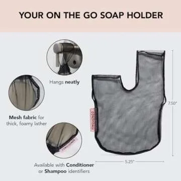 Kitsch Bar Soap Saver Bag – Recycled Mesh Beauty Bar Pouch for Body Wash, Conditioner & Shampoo Ba...