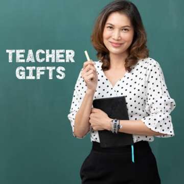 Teacher Bracelet-Teacher Gift for Women, Teacher Infinity Bracelet – Multi-Strand Gift with "Teacher" & Apple Accent – Ideal for Teacher Appreciation, Birthday, End-of-Year Gifts