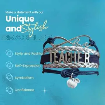 Teacher Bracelet-Teacher Gift for Women, Teacher Infinity Bracelet – Multi-Strand Gift with "Teacher" & Apple Accent – Ideal for Teacher Appreciation, Birthday, End-of-Year Gifts