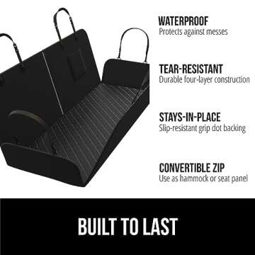 Gorilla Grip 600D Heavy Duty Dog Car Seat Cover for Back Seat, Dog Travel Accessories, Tear Resistan...