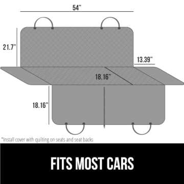 Gorilla Grip 600D Heavy Duty Dog Car Seat Cover for Back Seat, Dog Travel Accessories, Tear Resistant Pet Hammock Protector with Non Slip Grip Dot Backing, Easy Clean Dogs Muddy Paws, Sedan SUV Black