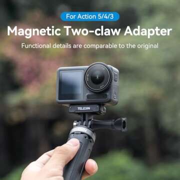 TELESIN Magnetic Adapter Mount for DJI Action 5pro/4/3 Quick Release Adapter with Connection Adapter...