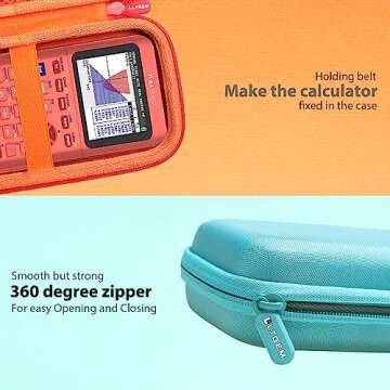LTGEM EVA Hard Case Compatible with Texas Instruments TI-84 Plus CE/TI-84 Plus/TI-Nspire CX II CAS/TI-Nspire CX II/TI-83 Plus/TI-89 Titanium/TI-85 / TI-89 Color Graphing Calculator, Pink