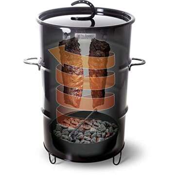 Pit Barrel Cooker Classic Package - 18.5 Inch Drum Smoker | Porcelain Coated Steel BBQ Grill | Includes 8 Hooks, 2 Hanging Rods, Grill Grate and More