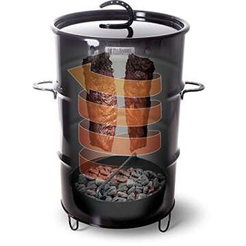 Pit Barrel Cooker Classic Package - 18.5 Inch Drum Smoker | Porcelain Coated Steel BBQ Grill | Includes 8 Hooks, 2 Hanging Rods, Grill Grate and More