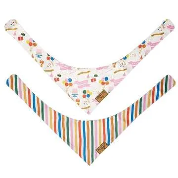 Remy+Roo Large Dog Bandanas - 2 Pack Birthday Girl Set | Cooling, Adjustable Polyester Fabric, Patented Shape Dog Birthday Bandana | Dog Bandanas Girl, Girl Dog Accessories for Dog Birthday Party.