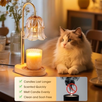 Pfxud Candle Warmer Lamp Adjustable Timer - Electric Flower Glass Candles Warmers Adjustable Height ...