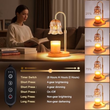 Pfxud Candle Warmer Lamp with Adjustable Timer and Dimmable Light