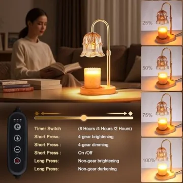 Pfxud Candle Warmer Lamp with Adjustable Timer and Dimmable Light