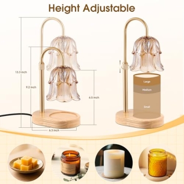 Pfxud Candle Warmer Lamp with Adjustable Timer and Dimmable Light