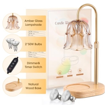 Pfxud Candle Warmer Lamp with Adjustable Timer and Dimmable Light