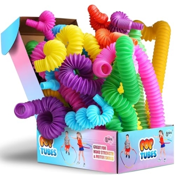 Jumbo & Mini Pop Tubes Toddler Fidget Toys, FunKidz 21Pack Expandable Stretchy Pipe Sensory Tubes, S...