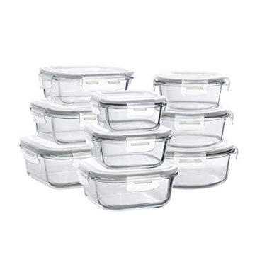 Bayco 9-Piece Glass Storage Containers Airtight BPA-Free