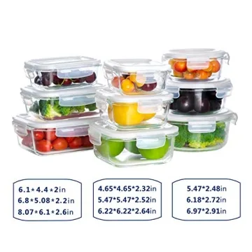 Bayco 9-Piece Glass Storage Containers Airtight BPA-Free