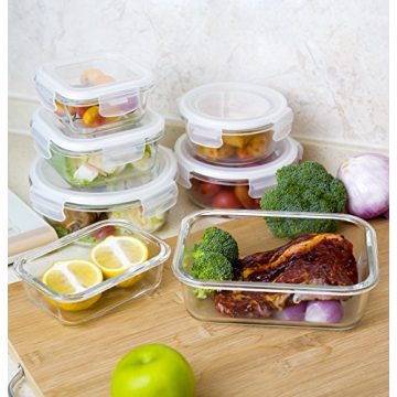 Bayco 9-Piece Glass Storage Containers Airtight BPA-Free