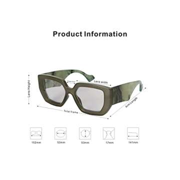 Laemzinv Blue Light Glasses for Women, Oversized Square Thick Acetate Frame, for Computer Glasses and Gaming Glasses