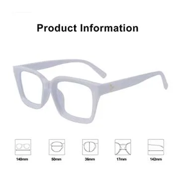 Laemzinv Blue Light Glasses for Women, Oversized Square Thick Acetate Frame, for Computer Glasses and Gaming Glasses