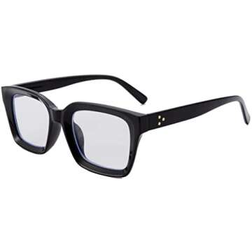Laemzinv Blue Light Glasses for Women, Oversized Square Thick Acetate Frame, for Computer Glasses and Gaming Glasses