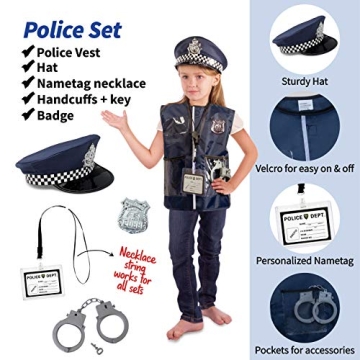 Born Toys 16pc Costume Set for Kids - Police Firefighter Doctor