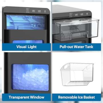 Compact Nugget Ice Maker - 44LBS Soft Chewable Ice