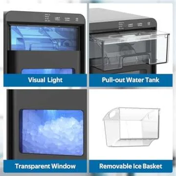 Compact Nugget Ice Maker - 44LBS Soft Chewable Ice