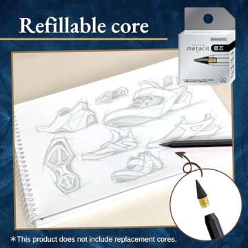 SUN-STAR Stylish Metal Pencil Metacil Pencils for Artist Drawing, Sketching, Non-Sharpening, Black, Pencil Lead Color: Black 2H #4 (with Authentic Hologram Sticker United States Only)