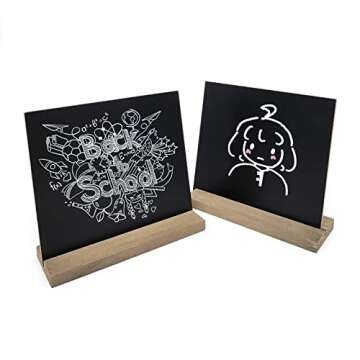 DSTELIN 5 X 6 Inches Mini Tabletop Chalkboard Signs with Vintage Style Wood Base Stands, Set of 3