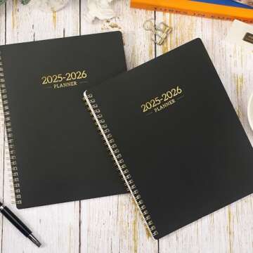 Planner 2025-2026 - Planner/Calendar 2025-2026, Jul.2025 - Jun.2026, 2025-2026 Planner Weekly and Monthly with Tabs, 8" x 10", Flexible Cover + Twin-Wire Binding + Calendars, Daily Organizer - Black