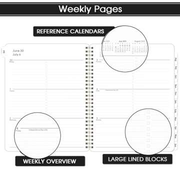 Planner 2025-2026 - Planner/Calendar 2025-2026, Jul.2025 - Jun.2026, 2025-2026 Planner Weekly and Monthly with Tabs, 8" x 10", Flexible Cover + Twin-Wire Binding + Calendars, Daily Organizer - Black