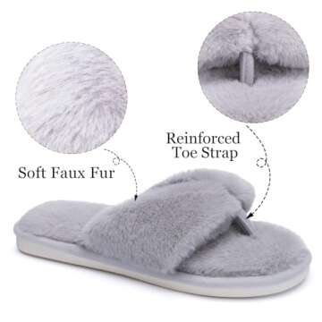 MAXTOP Fluffy House Slippers for Women Open Toe Cute Memory Foam Flip Flop Slippers Indoor Outdoor Soft Slides Shoes