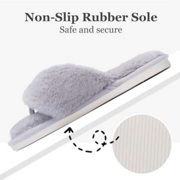MAXTOP Fluffy House Slippers for Women Open Toe Cute Memory Foam Flip Flop Slippers Indoor Outdoor Soft Slides Shoes