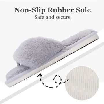 MAXTOP Fluffy House Slippers for Women Open Toe Cute Memory Foam Flip Flop Slippers Indoor Outdoor Soft Slides Shoes