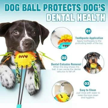 Dog Toys for Interactive Aggressive Chewers Stimulating Puzzle Toy Suction Cup Tug of War Rope Indestructible Boredom Play Ball Teething Squeaky Puppy