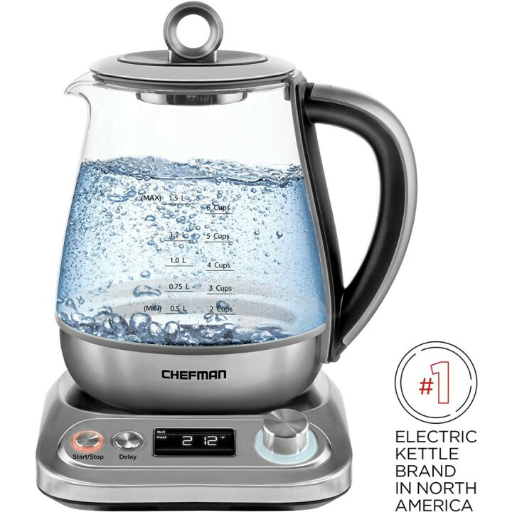Chefman Digital Electric Glass Kettle with Tea Infuser