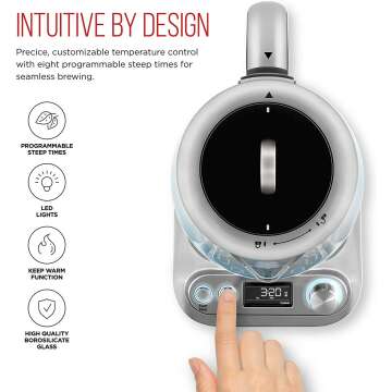 Chefman Digital Electric Glass Kettle with Tea Infuser