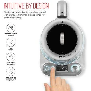 Chefman Digital Electric Glass Kettle with Tea Infuser