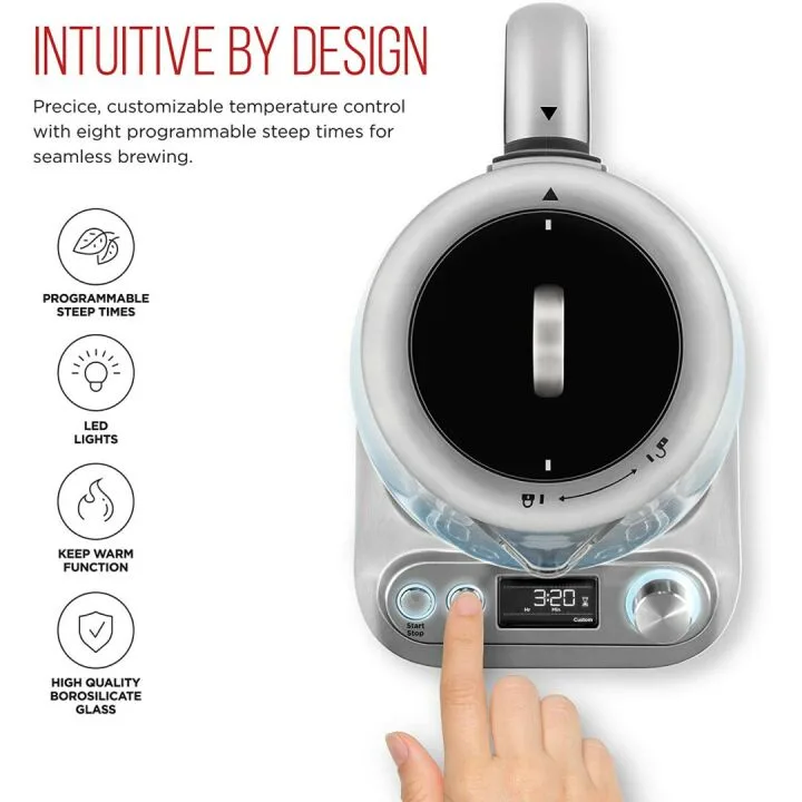 Chefman Digital Electric Glass Kettle with Tea Infuser