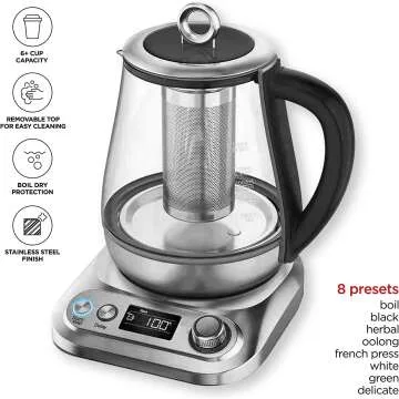 Chefman Digital Electric Glass Kettle with Tea Infuser