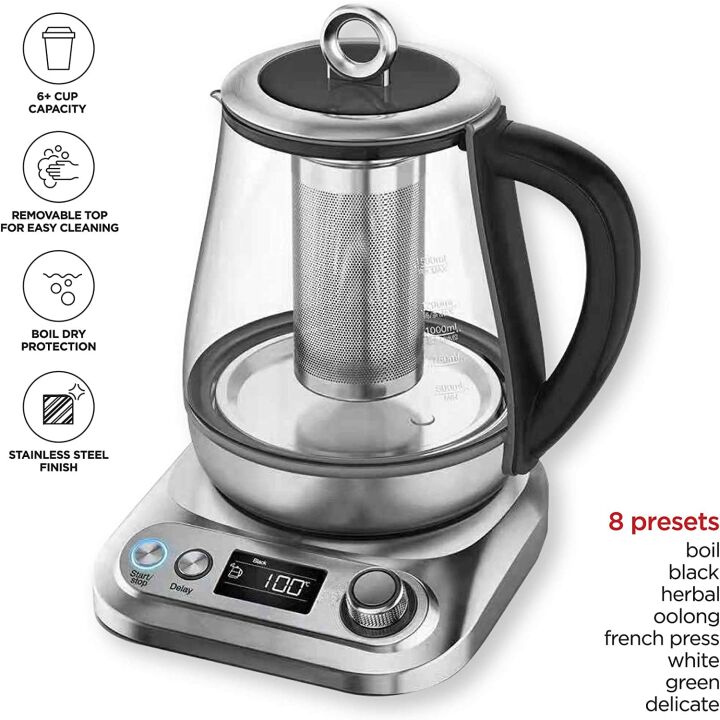 Chefman Digital Electric Glass Kettle with Tea Infuser