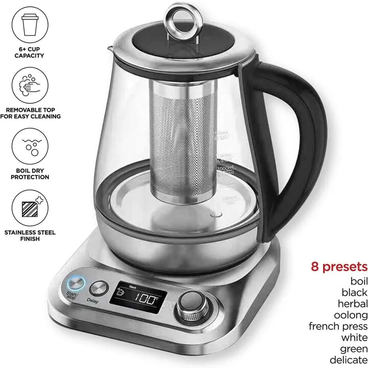 Chefman Digital Electric Glass Kettle with Tea Infuser
