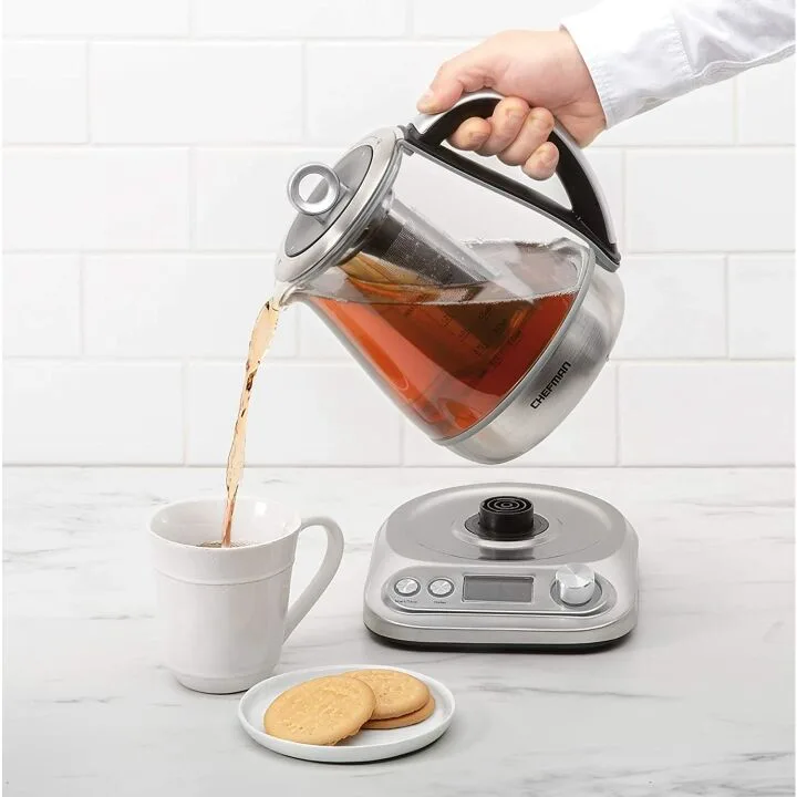 Chefman Digital Electric Glass Kettle with Tea Infuser